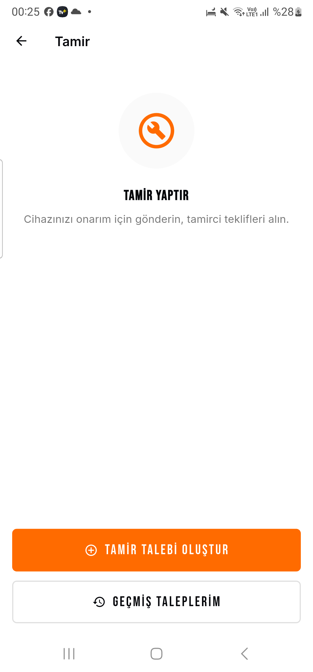 Tamir modülü ekranı